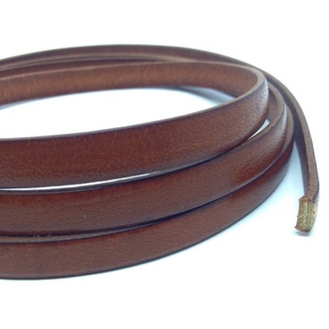 Шнур шкіра 8x2 мм тип U0920 коричневий коньяк плоский Італія